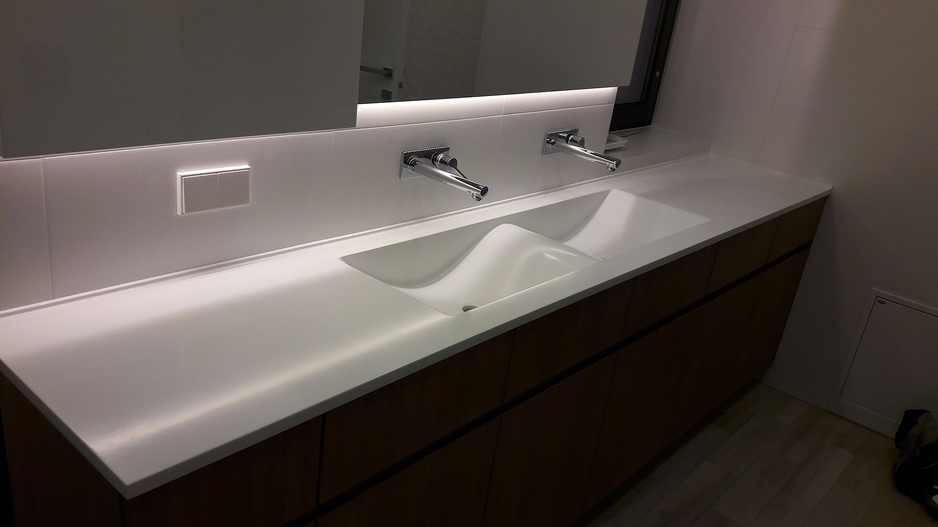 Artificial stone sink in the bathroom